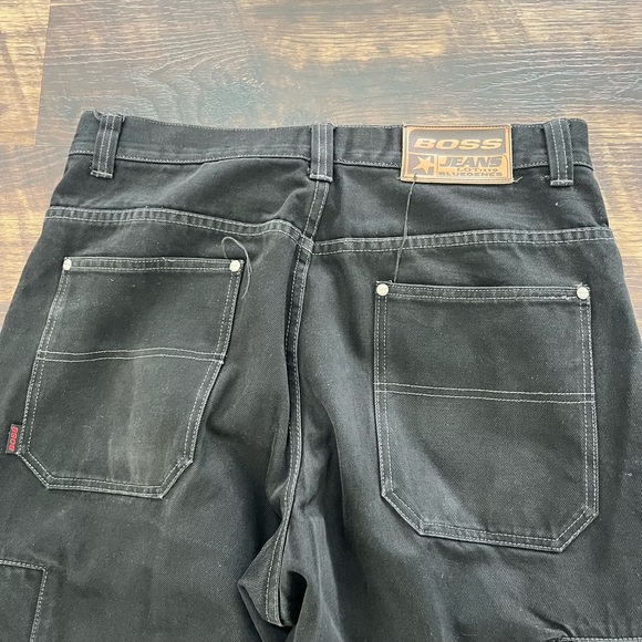 Vintage Boss by IG spellout black wide leg skater baggy jeans 36 actual 34x31 - Picture 16 of 16